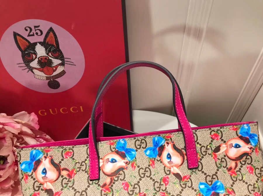 Gucci最萌的mini卡通购物袋 410812，撩翻你的少女心 风靡时尚，萌萌哒融化人心 21×20×10cm